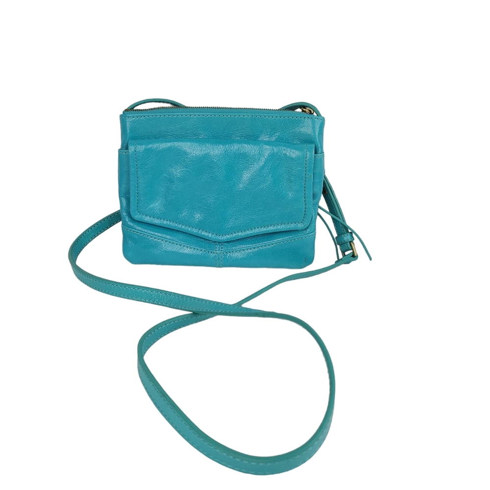 Hobo Amble turquoise blue small leather crossbody bag